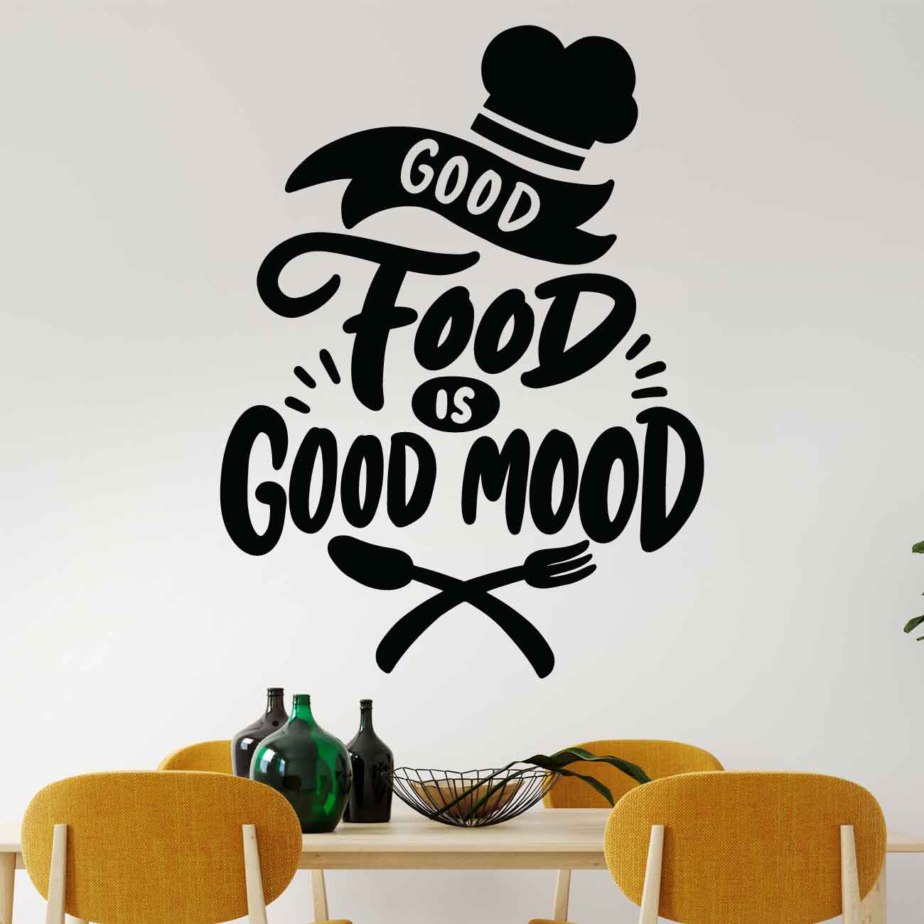 מדבקת קיר למטבח Good food is good mood
