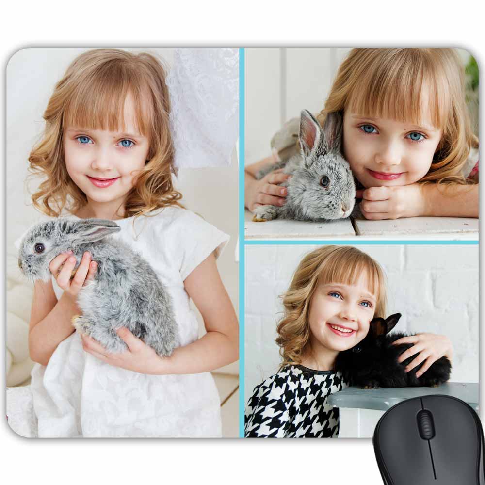 משטח לעכבר קולאז' בעיצוב אישי עם 3 תמונות