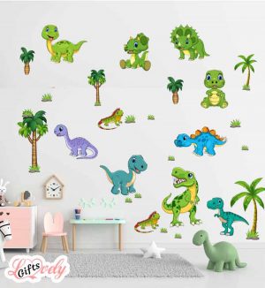 28 מדבקות קיר לילדים לחדרי ילדים דינוזאורים מדבקות גדולות